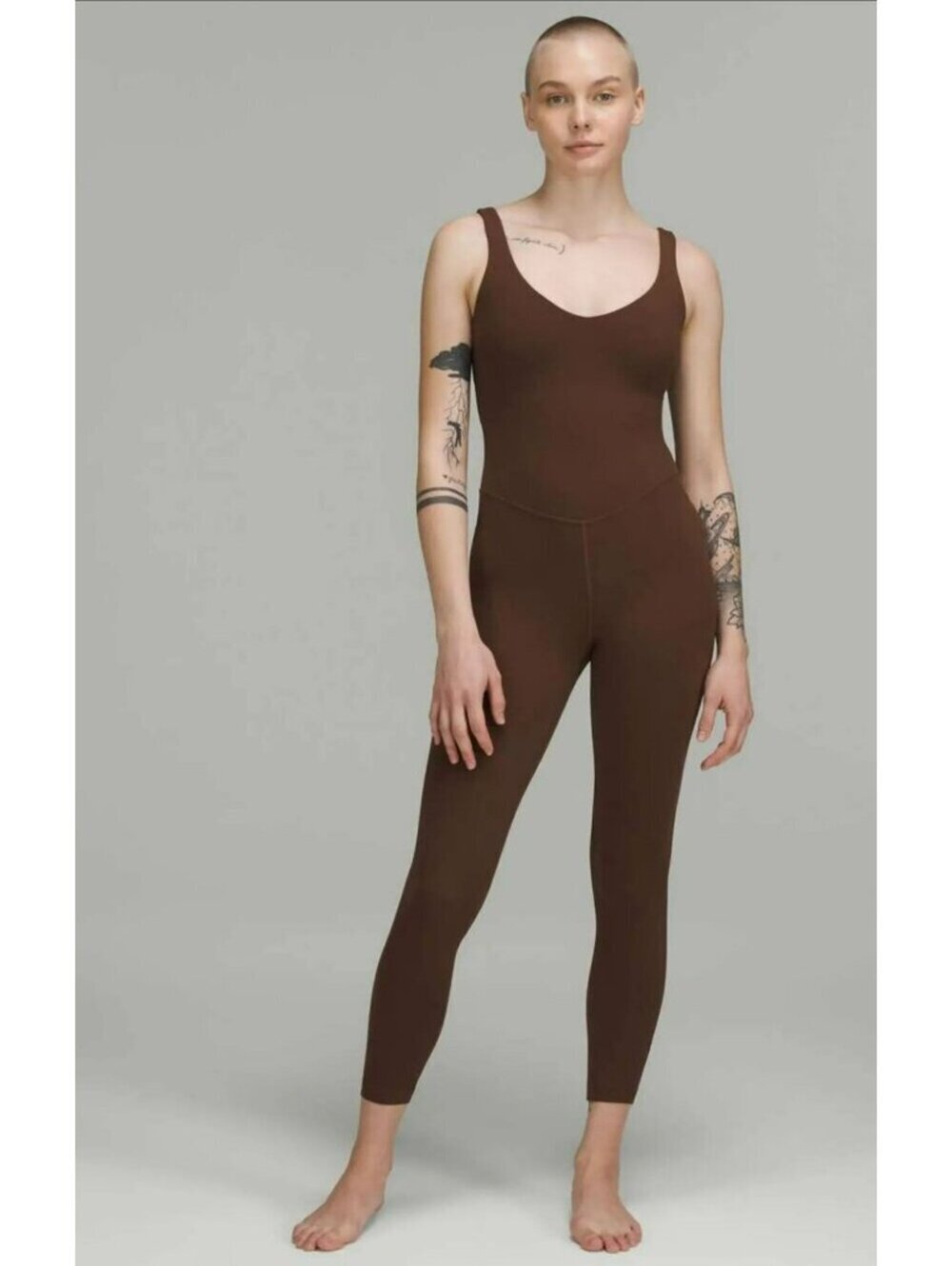 NWOT Lululemon Brown Align Nulu bodysuit Women's Sz 12 W/ 25" inseam